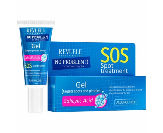 Изображение  SOS-gel anti-inflammatory REVUELE No Problem for topical application with salicylic acid, 25 ml