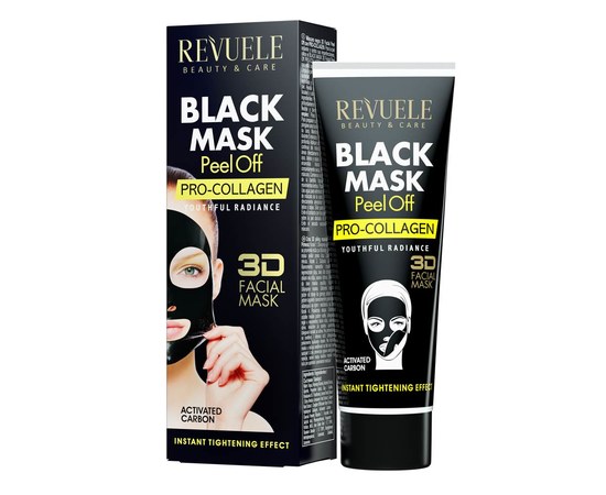 Изображение  Черная маска REVUELE 3D Facial Peel Off PRO-COLLAGEN, 80 мл