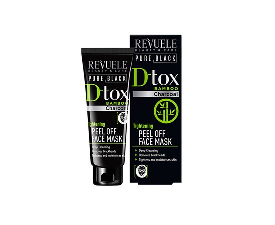 Зображення  Пілінг-маска REVUELE Pure Black Detox підтягує з бамбуковим вугіллям, 80 мл