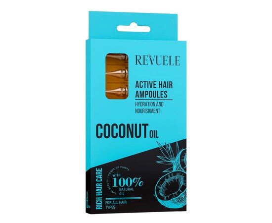 Изображение  Активные ампулы для волос REVUELE HAIR CARE с кокосовым маслом, 8x5мл