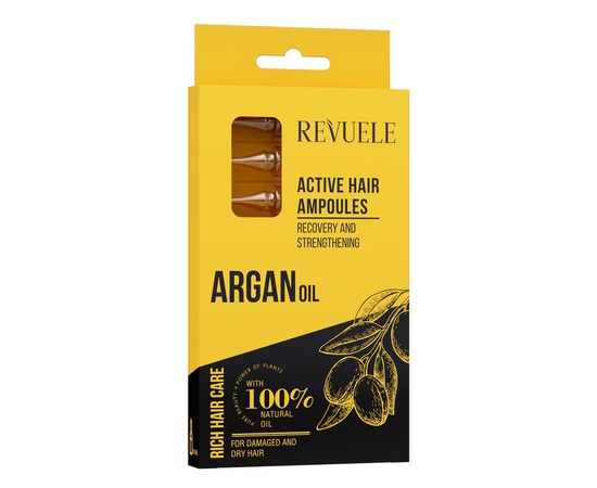 Зображення  Активні ампули для волосся REVUELE HAIR CARE з аргановим маслом, 8x5мл