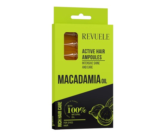 Изображение  REVUELE HAIR CARE active hair ampoules with macadamia oil, 8x5ml