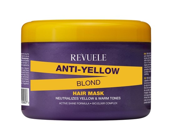 Зображення  Маска для світлого волосся з REVUELE Anty-Yellow Blond антижовтим ефектом, 500 мл