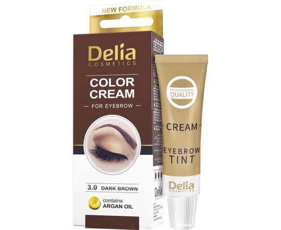 Изображение  Крем-краска для бровей Delia Eyebrow Expert 3.0 Темно-коричневый с маслом арганы, 15 мл
