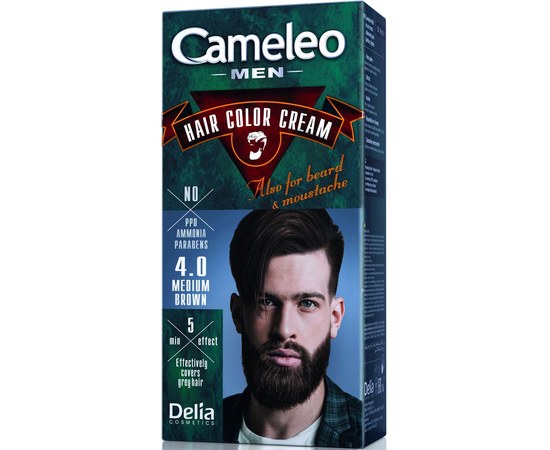 Изображение 2 Hair dye, beard, mustache for men Delia Cameleo Men Hair Color Cream Medium Brown, 30 ml