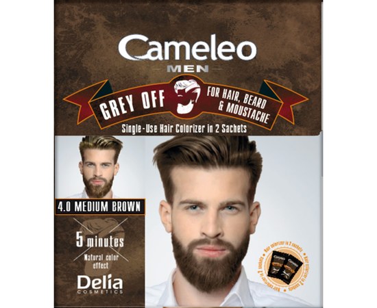Изображение  Hair dye, beard, mustache Delia Cameleo Men Gray Off Brown, 2x15 ml
