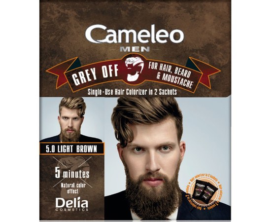 Зображення  Фарба для волосся, бороди, вусів Delia Cameleo Men Grey Off Light Brown, 2х15 мл