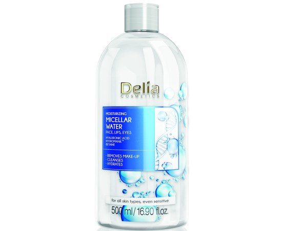 Зображення  Зволожуюча міцелярна вода з гіалуроновою кислотою Delia Cosmetics Hialuron Micellar Water, 500 мл
