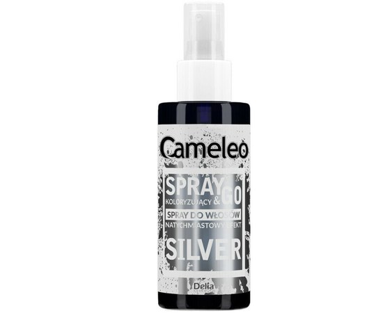 Зображення  Відтінковий спрей для волосся Delia Cameleo Spray&Go Срібний, 150 мл, Об'єм (мл, г): 150, Цвет №: срібний