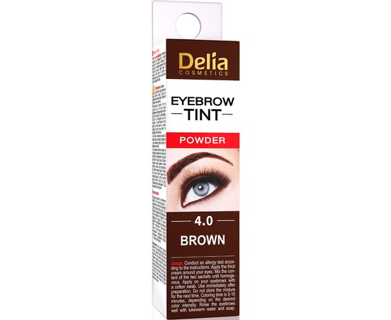 Изображение  Краска для бровей хна в порошке Delia Eyebrow Expert Henna Traditional 4.0 Коричневый, 2 мл