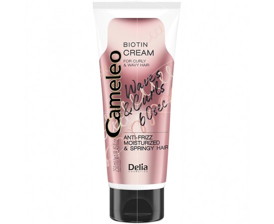 Изображение  Biotin cream for wavy and curly hair Delia Cosmetics WAVES&CURLS 60 seconds, 250 ml