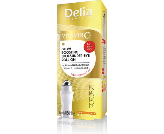 Зображення  Ролик-ілюмінатор Delia Cosmetics із вітаміном С+ для свіжого вигляду шкіри, 15 мл