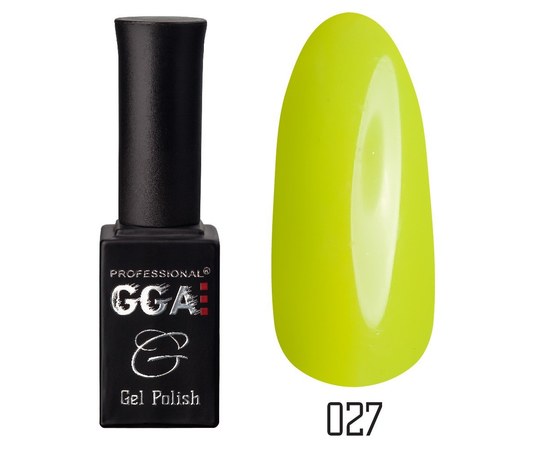 Изображение  Gel polish for nails GGA Professional 10 ml, № 027 LEMON (Light green), Color No.: 27