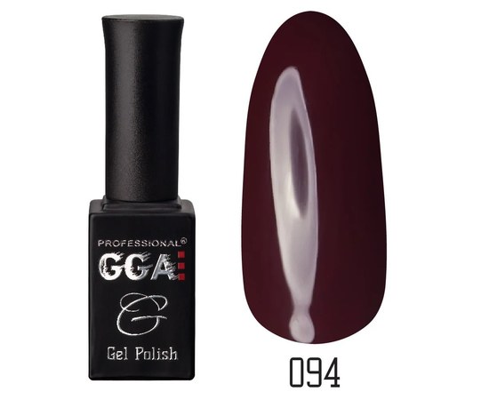 Изображение  GGA Professional Nail Gel Polish 10 ml, No. 094 Maroon (Brown Burgundy), Color No.: 94