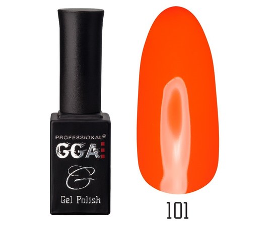 Изображение  Gel polish for nails GGA Professional 10 ml, № 101 ORANGE-SCARLET (Orange), Color No.: 101