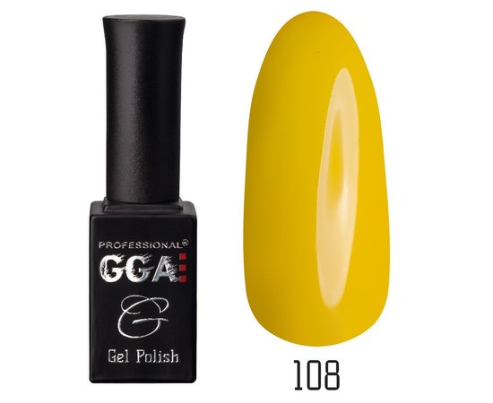 Изображение  Gel polish for nails GGA Professional 10 ml, No. 108 ORANGE PEEL (Yellow), Color No.: 108