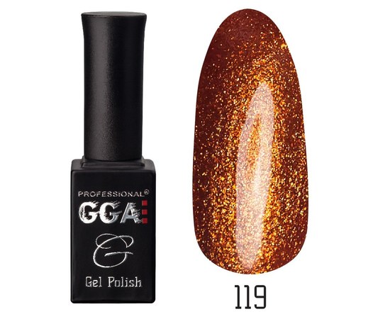 Изображение  Gel polish for nails GGA Professional 10 ml, No. 119 BRONZE SHIMMER (Brown with microshine), Color No.: 119