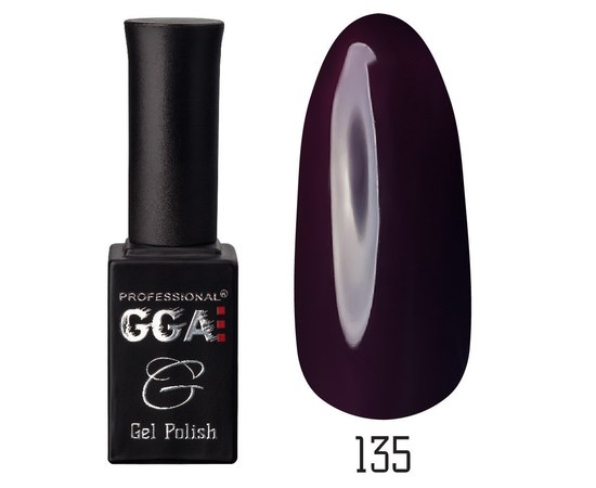 Изображение  Gel polish for nails GGA Professional 10 ml, № 135 (Black with sparkles), Color No.: 135