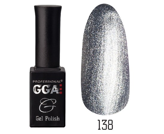 Изображение  Гель-лак для ногтей GGA Professional 10 мл, № 138 METALLIC SILVER (Серебристый с микроблеском),, Цвет №: 138