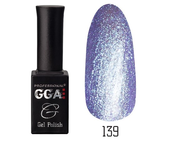 Изображение  Gel polish for nails GGA Professional 10 ml, № 139 (Pale blue with microshine), Color No.: 139