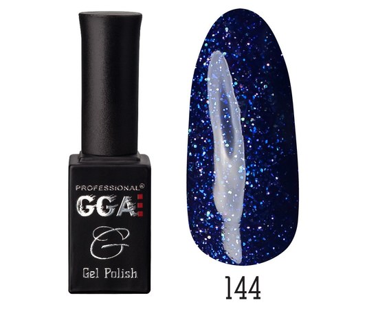 Изображение  Gel polish for nails GGA Professional 10 ml, № 144 SPACE BLUE SHIMMER (Blue with sparkles), Color No.: 144
