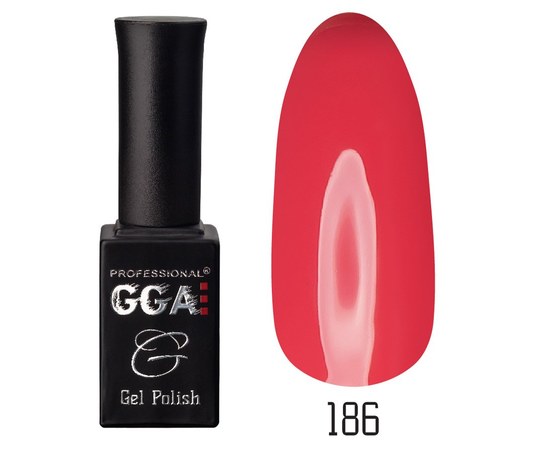 Зображення  Гель-лак для нігтів GGA Professional 10 мл, № 186 (Червоний), Цвет №: 186