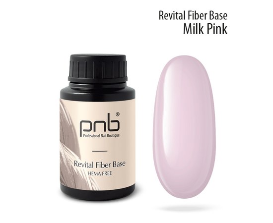 Зображення  Відновлююча база з нейлоновими волокнами PNB Revital Fiber Base 30 мл, Milk Pink, Об'єм (мл, г): 30, Цвет №: MilkPink