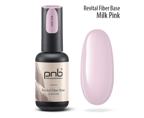 Зображення  Відновлююча база з нейлоновими волокнами PNB Revital Fiber Base 8 мл, Milk Pink, Об'єм (мл, г): 8, Цвет №: MilkPink