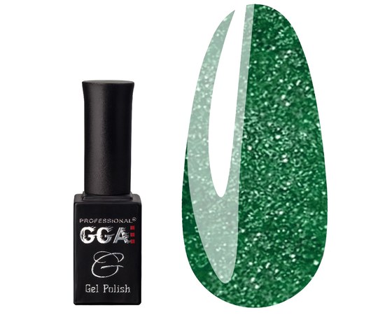 Изображение  Reflective gel polish GGA Professional Galaxy Reflective 10 ml, № 04 green, Volume (ml, g): 10, Color No.: 4