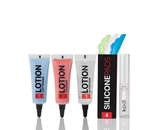 Изображение  Set Kodi 20112943 for biowave eyelashes (lotion No. 1-No. 3, glue for biowave, silicone curlers)