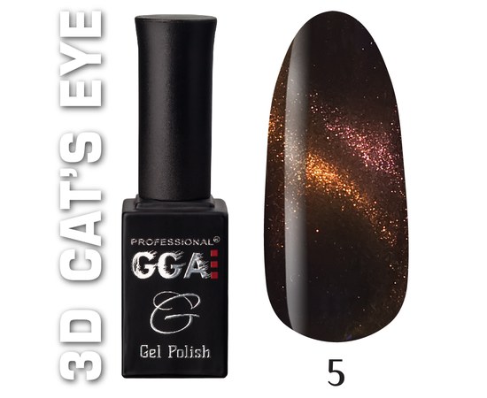 Изображение  Gel polish for nails GGA Professional 3D Cat's eye 10 ml, No. 05, Volume (ml, g): 10, Color No.: 5