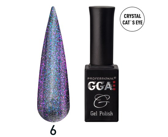 Зображення  Гель-лак для нігтів GGA Professional Crystal Cat's Eye 10 мл, № 06, Об'єм (мл, г): 10, Цвет №: 06