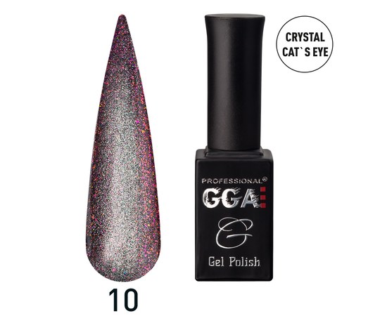 Зображення  Гель-лак для нігтів GGA Professional Crystal Cat's Eye 10 мл, № 10, Об'єм (мл, г): 10, Варіант: 10