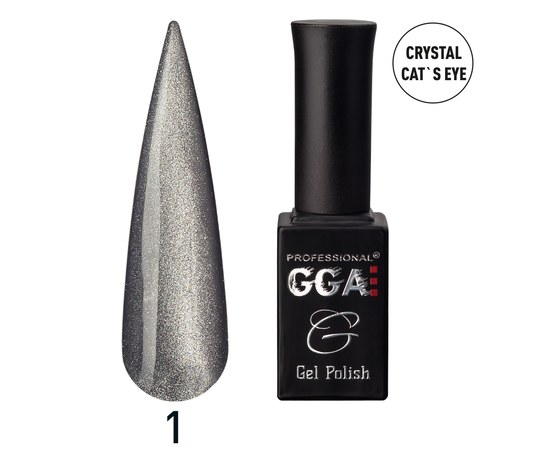 Зображення  Гель-лак для нігтів GGA Professional Crystal Cat's Eye 10 мл, № 01, Об'єм (мл, г): 10, Цвет №: 01