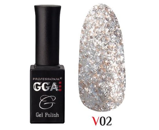 Зображення  Гель-лак для нігтів GGA Professional Vegas 10 мл, № 02, Об'єм (мл, г): 10, Цвет №: 02