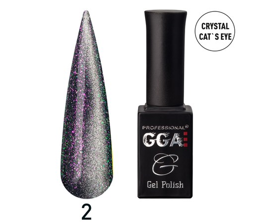 Изображение  Gel polish for nails GGA Professional Crystal Cat's Eye 10 ml, No. 02, Volume (ml, g): 10, Options: 2