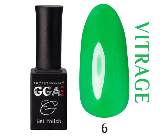Изображение  Gel polish for nails GGA Professional Stained glass 10 ml, No. 06, Volume (ml, g): 10, Color No.: 6