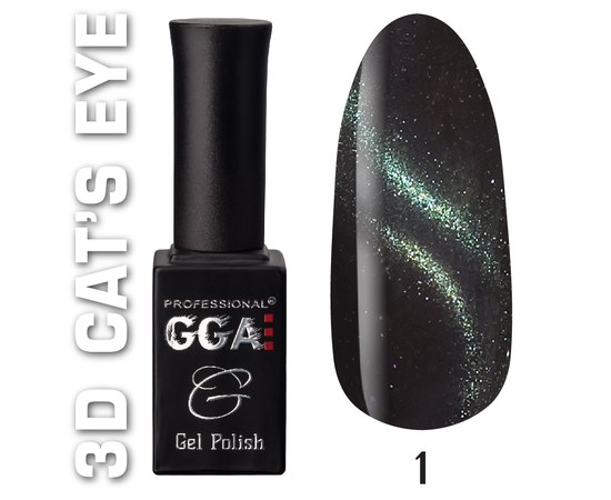 Изображение  Gel polish for nails GGA Professional 3D Cat's eye 10 ml, No. 01, Volume (ml, g): 10, Color No.: 1