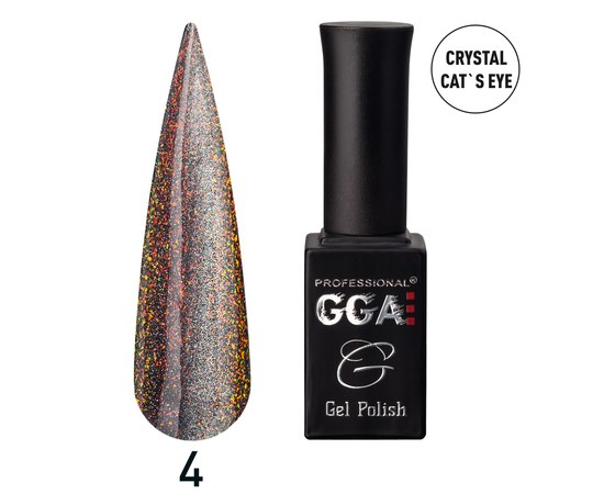 Зображення  Гель-лак для нігтів GGA Professional Crystal Cat's Eye 10 мл, № 04, Об'єм (мл, г): 10, Цвет №: 04