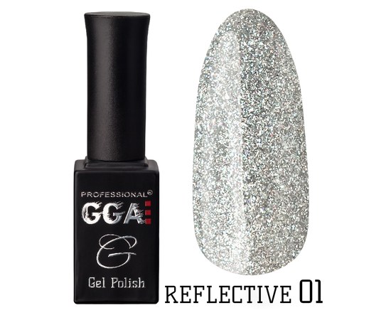 Изображение  Reflective gel polish GGA Professional Reflective 10 ml, № 01, Volume (ml, g): 10, Color No.: 1