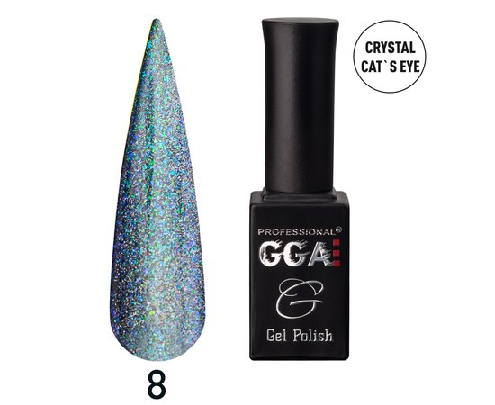 Зображення  Гель-лак для нігтів GGA Professional Crystal Cat's Eye 10 мл, № 08, Об'єм (мл, г): 10, Цвет №: 08