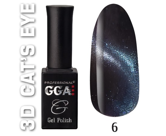 Изображение  Gel polish for nails GGA Professional 3D Cat's eye 10 ml, No. 06, Volume (ml, g): 10, Color No.: 6