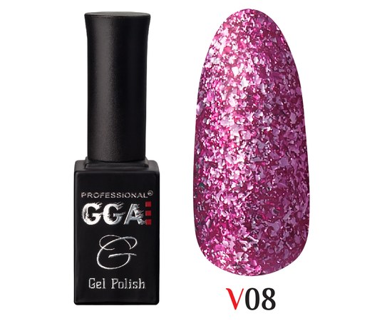 Изображение  Gel polish for nails GGA Professional Vegas 10 ml, No. 08, Volume (ml, g): 10, Color No.: 8