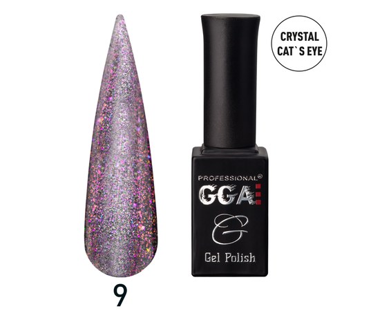 Изображение  Gel polish for nails GGA Professional Crystal Cat's Eye 10 ml, No. 09, Volume (ml, g): 10, Color No.: 9