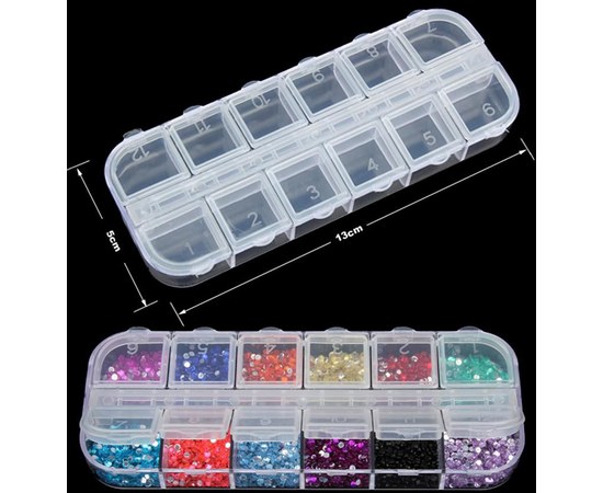 Изображение  Plastic container for rhinestones for 12 cells Kodi 20076566