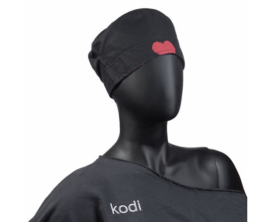 Зображення  Шапочка жіноча для майстра Kodi 20095659, чорна з серцем (р. 59), Розмір: 59, Колір: чорний