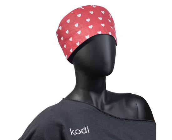 Зображення  Шапочка жіноча для майстра Kodi 20095529, червона з білими сердечками (р. 59), Розмір: 59, Колір: червоний